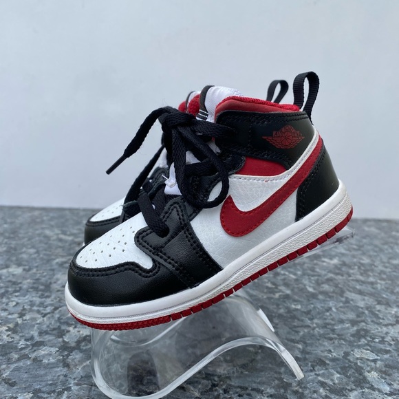 Nike Air Jordan 1 Mid TD White Gym Red Black 640735-122 Baby Toddler Size 7C - Picture 2 of 12